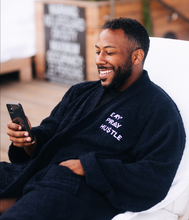 Load image into Gallery viewer, EAT PRAY HUSTLE &quot;BIG BLESSED&quot; TRAVEL ROBE (UNISEX) - BLACK

