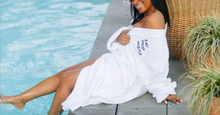 Load image into Gallery viewer, EAT PRAY HUSTLE &quot;BIG BLESSED&quot; TRAVEL ROBE (UNISEX) - WHITE
